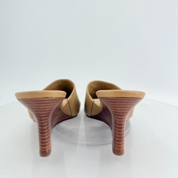 Vince Womens Pia Espadrille Mules Wedge Sandals Tan Brown Leather Size 9 Slides - Picture 4 of 15